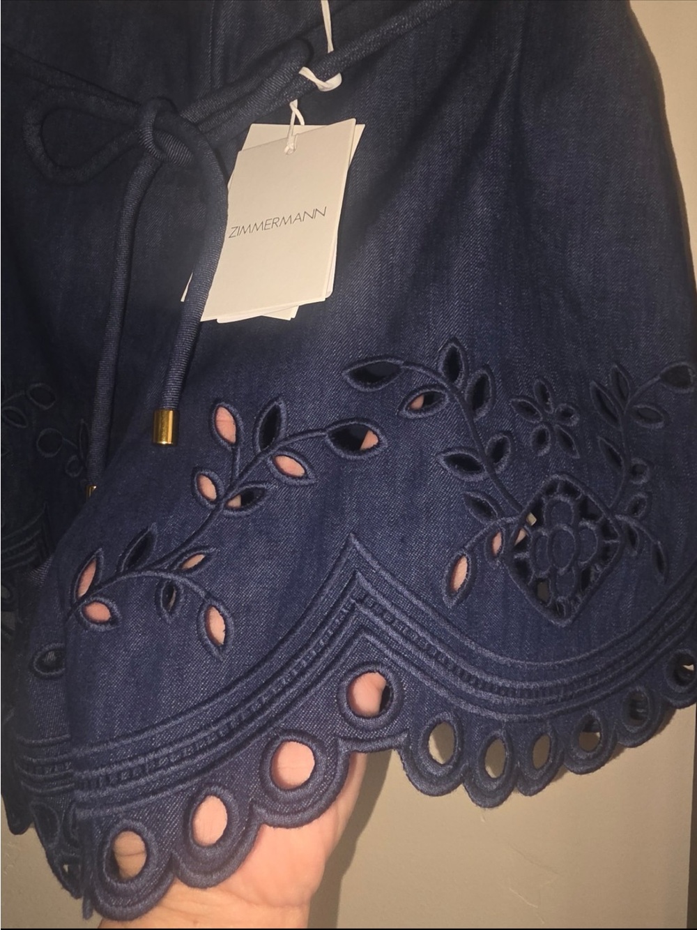 Zimmermann Denim Mahon Broderie Short in Ink - Size 1 - Picture 5 of 6